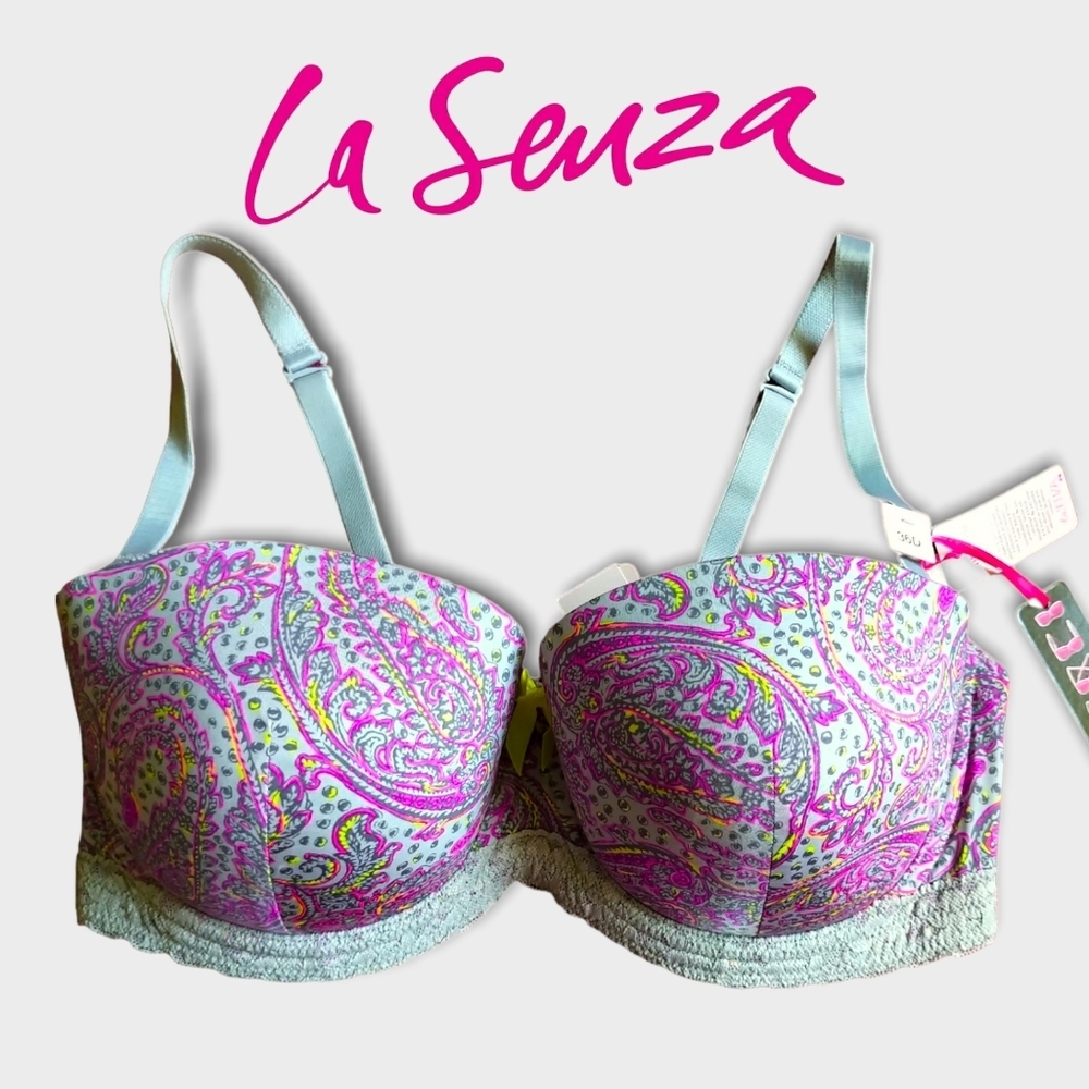 🥑RARE❗NWT La Senza Multiway Push-up Paisley Underwire Bra Pushup Strapless Bra